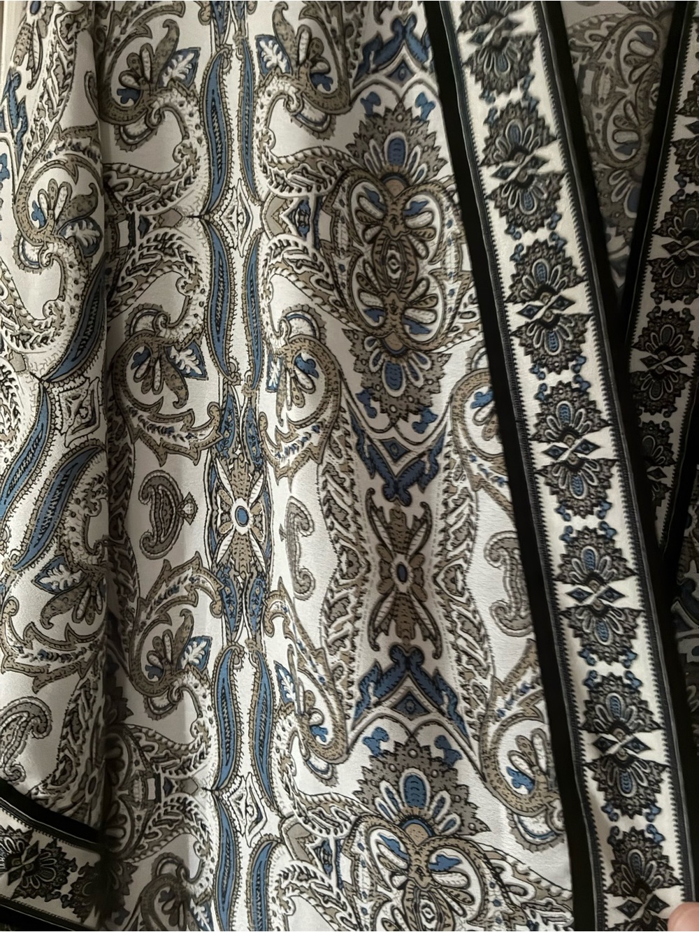 Max Studio Paisley Open-Front Cardigan in White, Black & Blue boho size xl - Picture 2 of 5